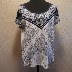 Lucky Brand Blue Bandana top 1X